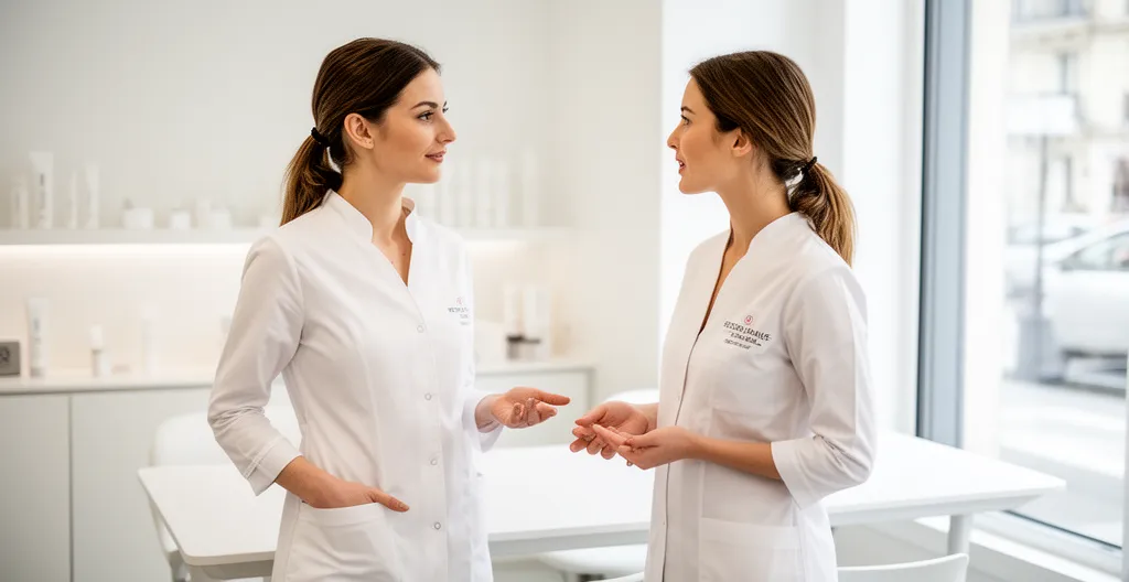 Équipe d'institut en réunion de formation sur les nouvelles prestations